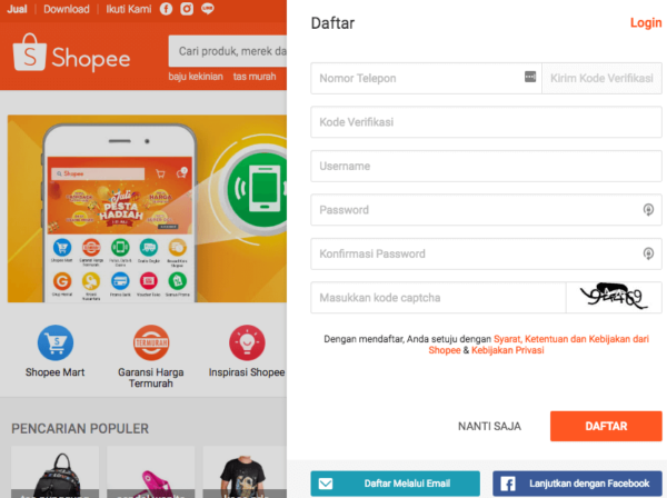 Membuat Akun di Shopee - cara jualan di shopee Membuat Akun di Shopee - cara jualan di shopee
